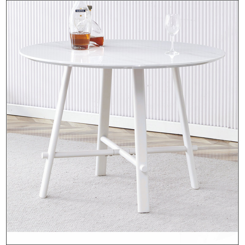 Une table de salle à manger circulaire moderne et minimaliste avec un colorant en bois de 42 pouces de diamètre, Brun