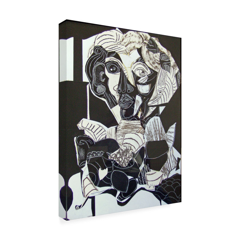 Art sur toile, noir et blanc, H 19 po x l 14 po