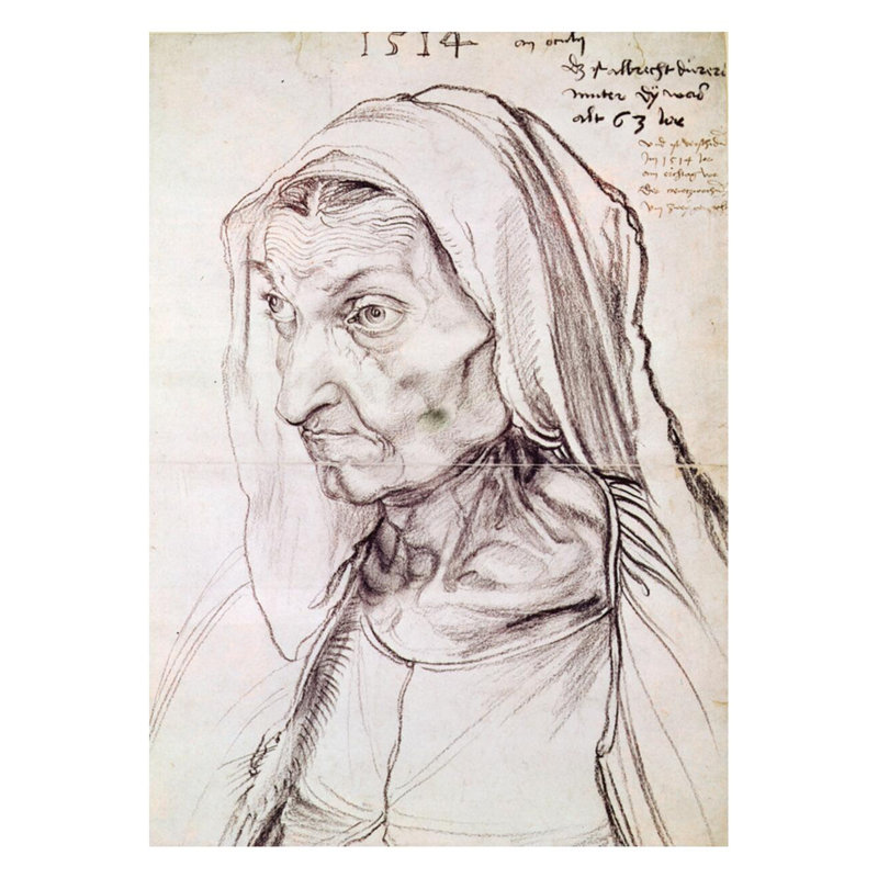 Portrait de la mère de l'artiste par Albrecht Dürer - Estampe numérique, H 28 po x l 22 po