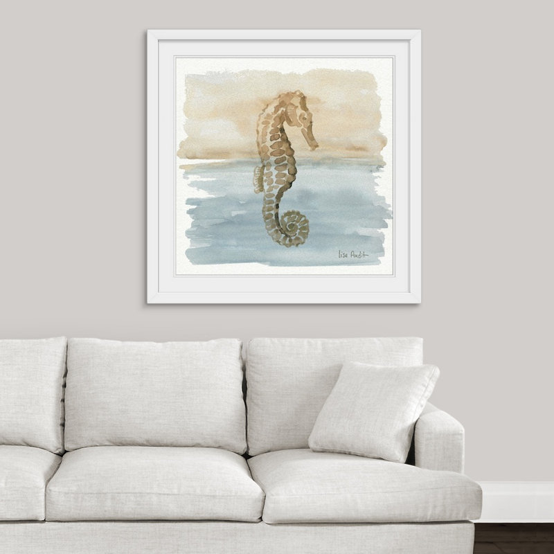 «Sand and Sea III» par Lisa Audit, reproduction d'art, H 38 po x l 38 po x P 1 po, Cadre blanc