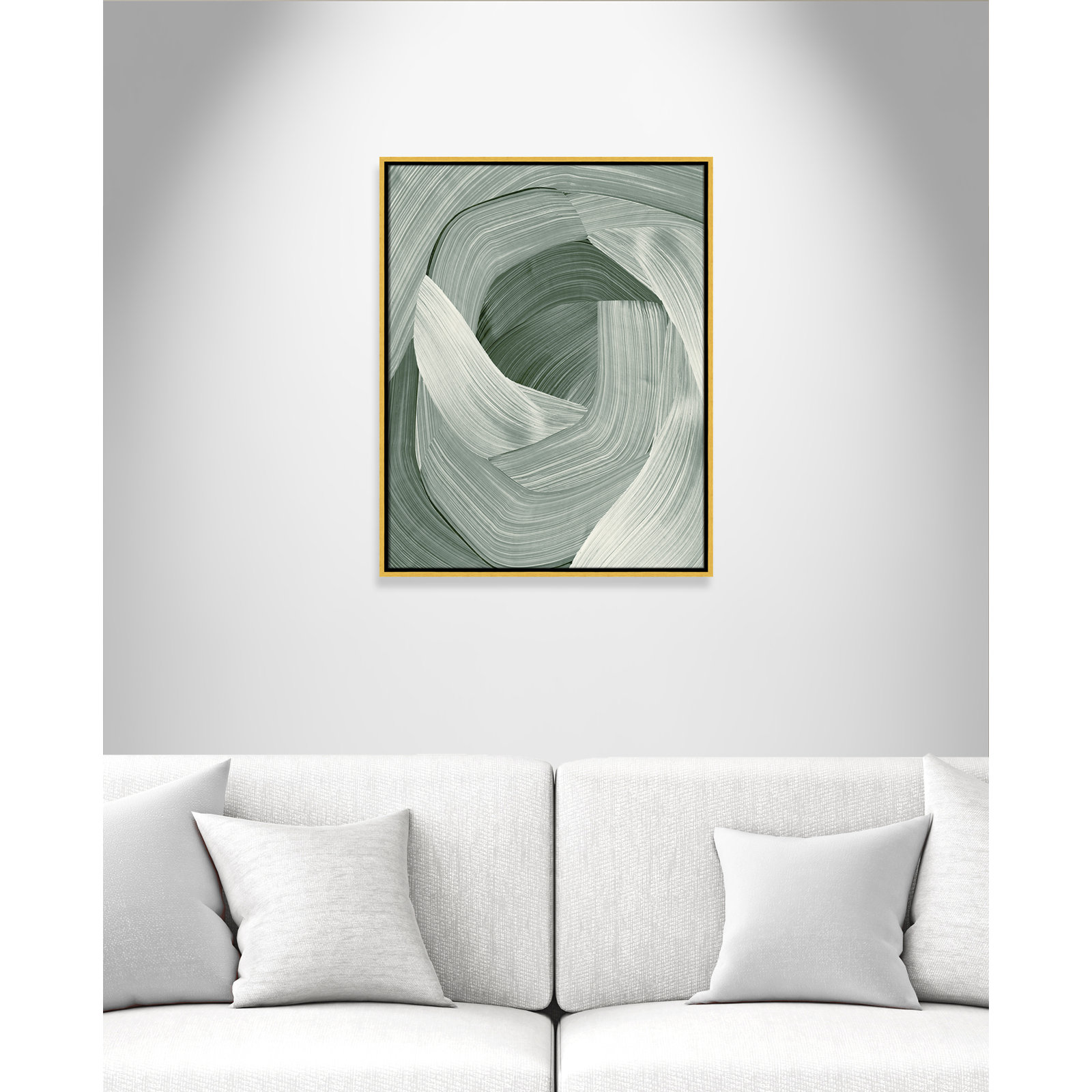 Enriched Emerald - Floater Frame Graphic Art Print on Canvas, Gold , 29.5" H x 23.5" W