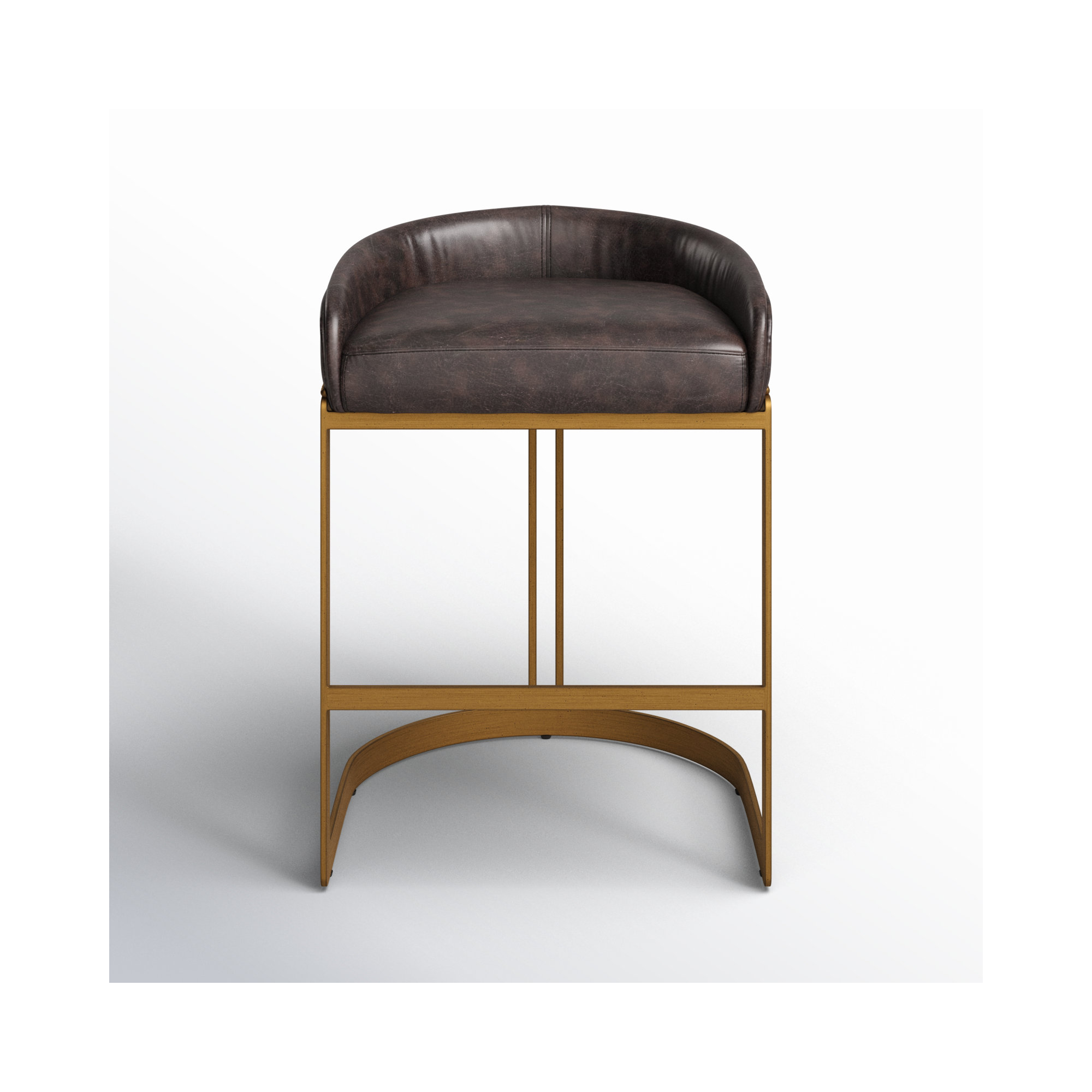 Bradley Genuine Leather Bar & Counter Stool, Black, Counter Stool (24.75" Seat Height)