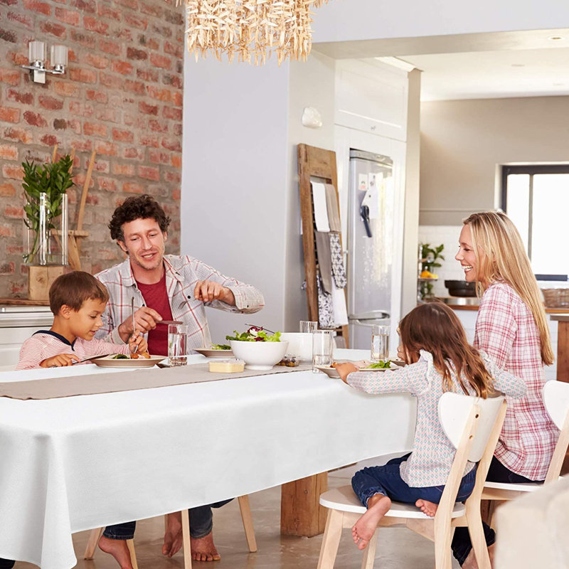 Alixs Rectangular Solid Colour Tablecloth, 137cm W x 200cm L, White