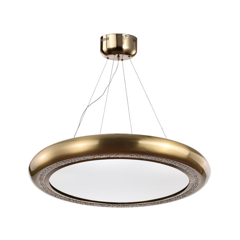 Lustre en cristal à DEL 3000k Palace, H 3,10 po x l 31,50 po x P 31,50 po, Laiton