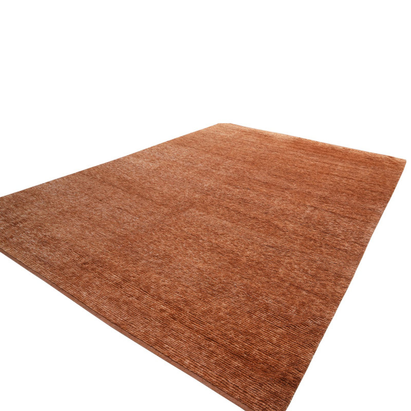 Solid Wool Silk Blend Rug - 10' x 14', Gold