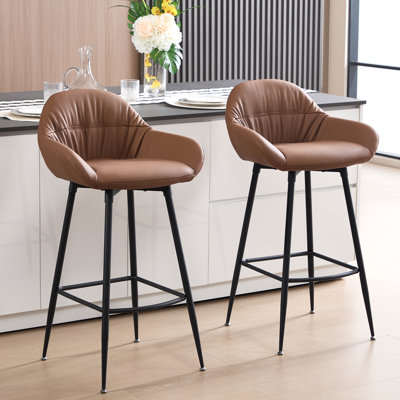 Upholstered Counter Stool with Metal Frame