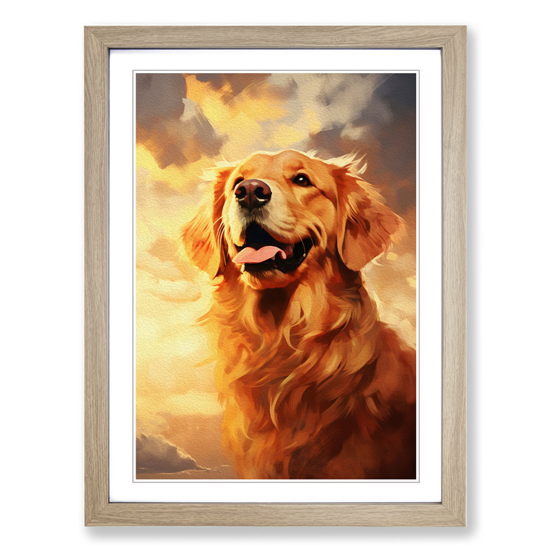 Golden Retriever Romanticism - Single Picture Frame Print on Wood