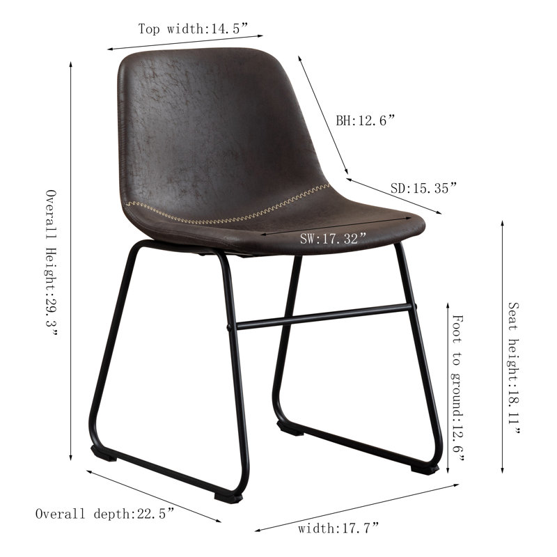 Davey Faux Leather Upholstered Side Chair, dark brown