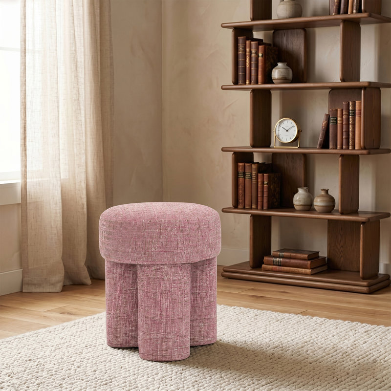 Repose-pieds carré large de 14,5 po Larson, Tissu de polyester rose