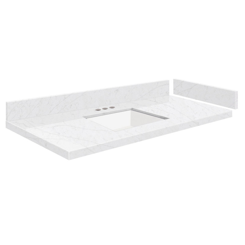 43'' Miami White Quartz Single Sink Vanity Top