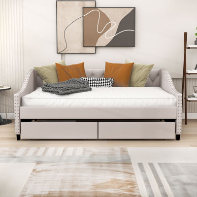 Full Size Upholstered Daybed with Two Drawers by Wildon Home
