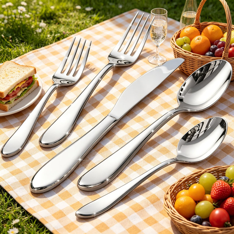 Ensemble de 40 couverts pour 8 couverts en acier inoxydable de qualité supérieure 18/10 avec finition polie miroir, ensemble de couverts allant au lave-vaisselle pour la maison, le restaurant, le mariage et les fêtes