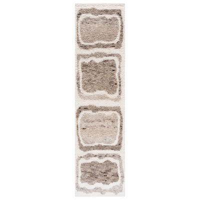 Serana Abstract Hand-Knotted Wool Area Rug in Ivory/Brown