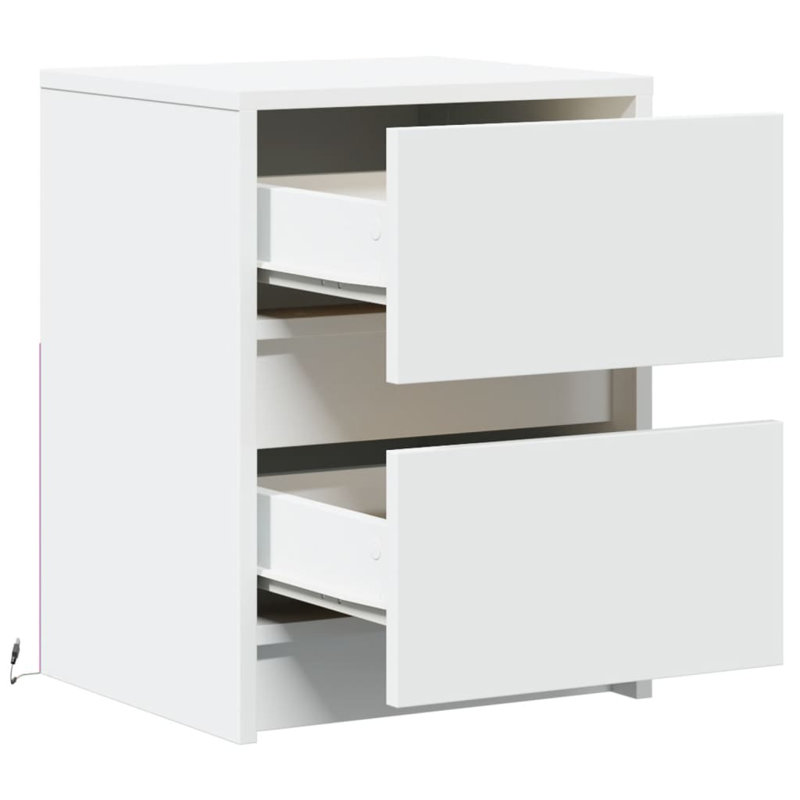 Danjela 38cm W Manufactured Wood Bedside Table, White, Set of 2