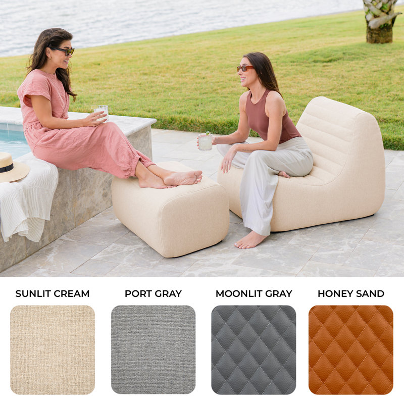 Big Joe Solvana Outdoor Patio Furniture Set, Performance Linen Weather-Resistant Fabric, 7 Piece Sectional, Sunlit Cream