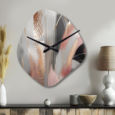 Horloge murale en forme de cercle unique, rose, rose et or complexe complexe I - formes transitionnelles