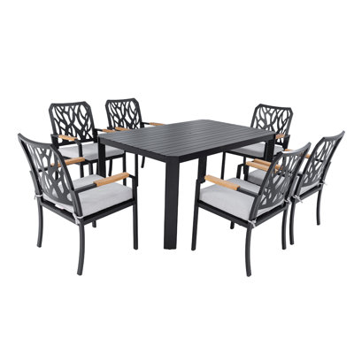 Rannon Patio 7-Piece Dining Set with Aluminum Frame & Sunbrella Cushions