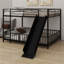 Metal Bunk Bed With Slide And Guardrails-421541582-421541616