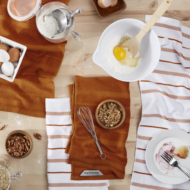 KitchenAid Albany Kitchen Towel 4-Pack Set, Milkshake Tan