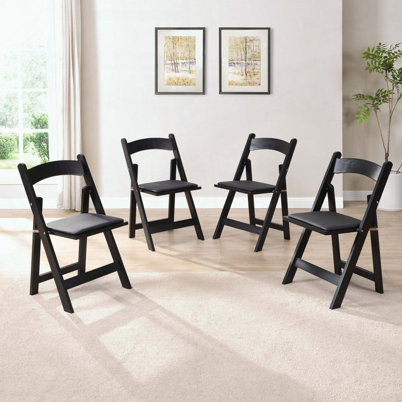Ensemble de chaises pliantes rembourrées et peu encombrantes avec coussin, Noir, Noir