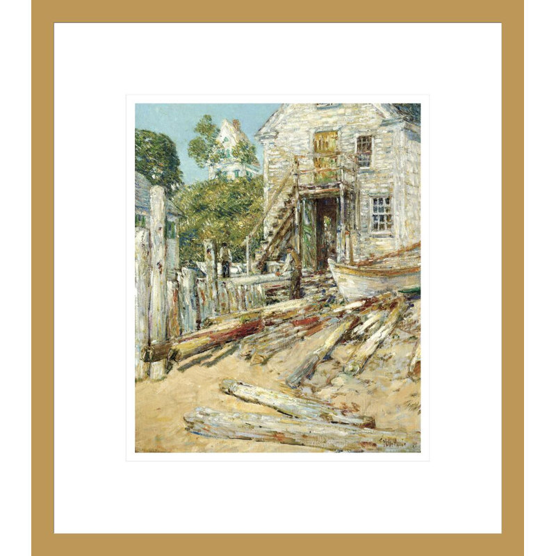 «The Riggers Shop» par Childe Hassam - impression giclée encadrée, H 15,52 po x l 13,75 po
