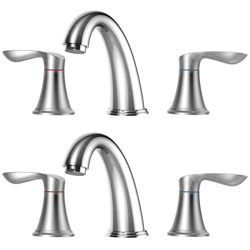 Bathroom Sink Faucet, Faucet For Bathroom Sink, Widespread Brushed Gold Bathroom Faucet 3 Hole, Brushed Silver