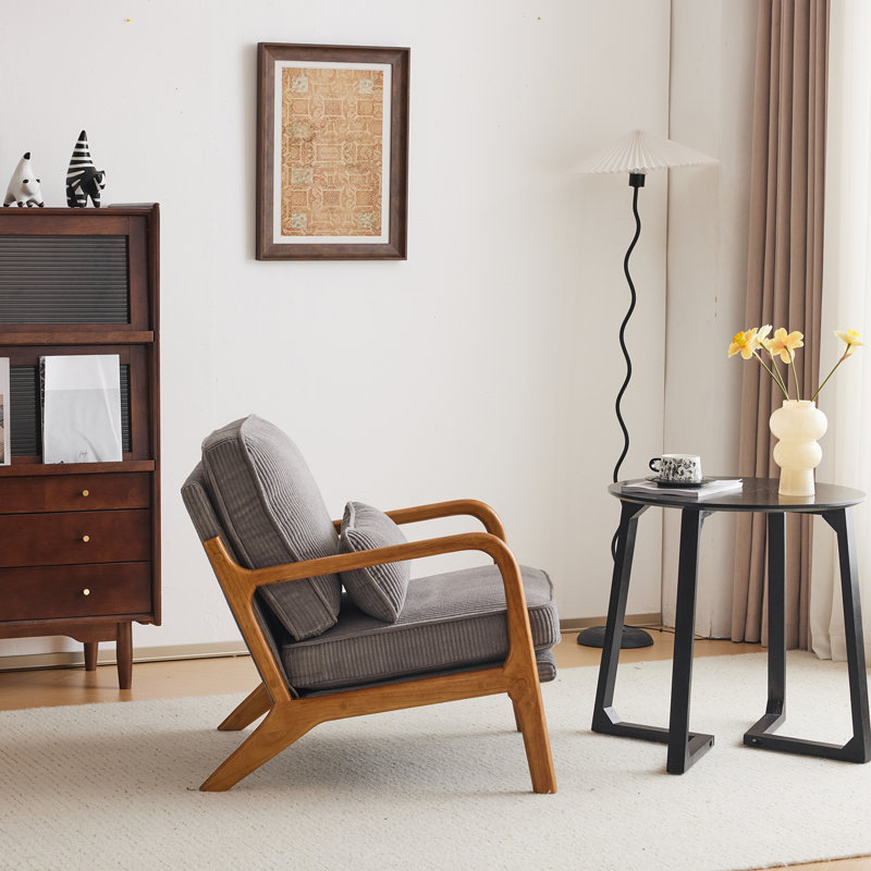 Upholstered Armchair, Grey Corduroy