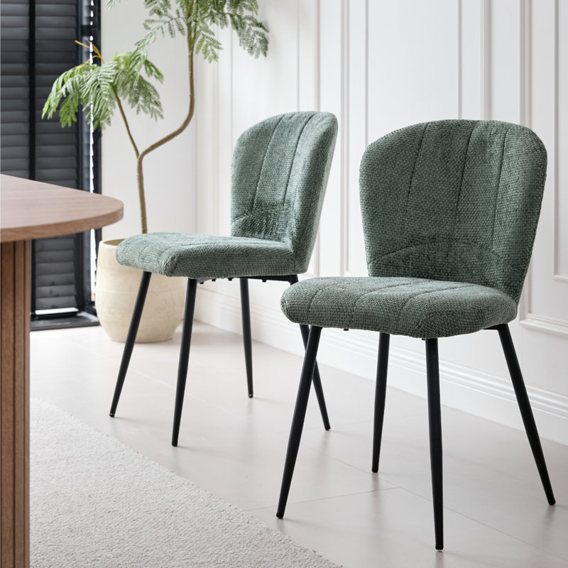 Dining Chairs, Upholstered Chenille Fabric Kitchen Chairs With Metal Legs Wingback For Bedroom, Living Room, Apartment, 2