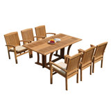 Mastropietro 6 - Person Teak Wood Patio Dining Set with Rectangular Table