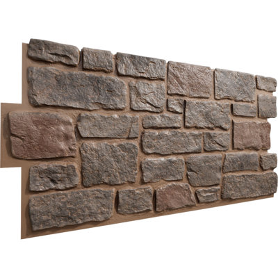 EverStone Cobblestone Faux Stone Panel, 48"W x 23 3/4"H x 1 1/8"D, Breckenridge Color