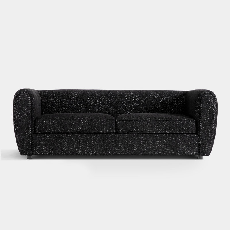 Canapé à accoudoirs arrondis 86,5 po Celal, 100 % polyester noir
