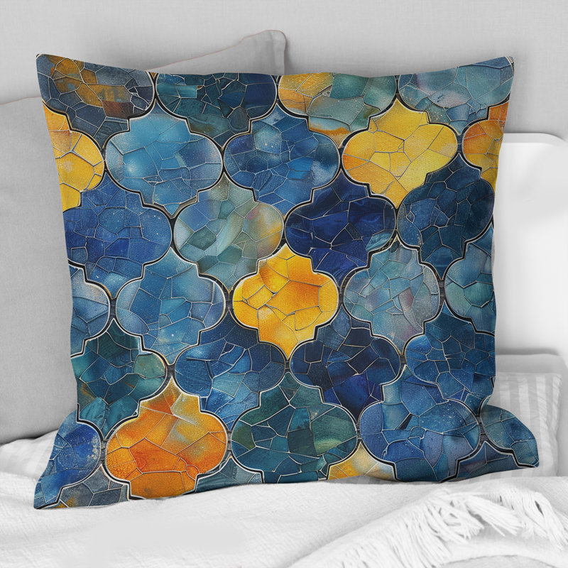 Coussin Blue Tiles I - Tiles, H 16 po x l 16 po