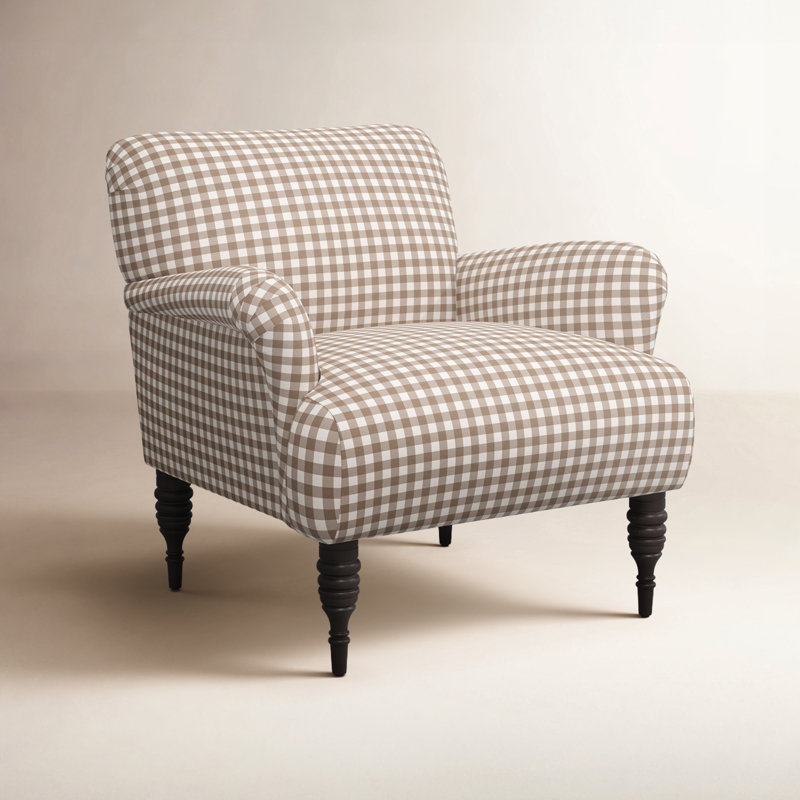 Allura 32'' Wide Cotton Armchair, Classic Gingham Tan