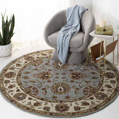 Tapis ivoire / gris crocheté à la main Cloverdale