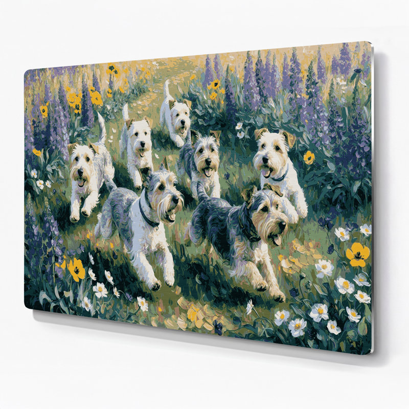 Dogs Cesky Terrier Grey Metal Wall Art, 11" H x 14" W