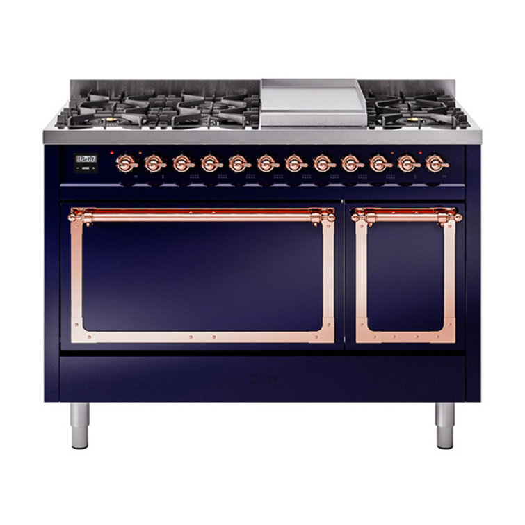 ILVE Nostalgie II Noblesse 48 in Dual Fuel Range, 8 Burner, Griddle