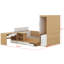 Lit plateforme double avec 6 tiroirs de rangement, lit de jour en bois avec bureau, draps et garde-robe-637217699