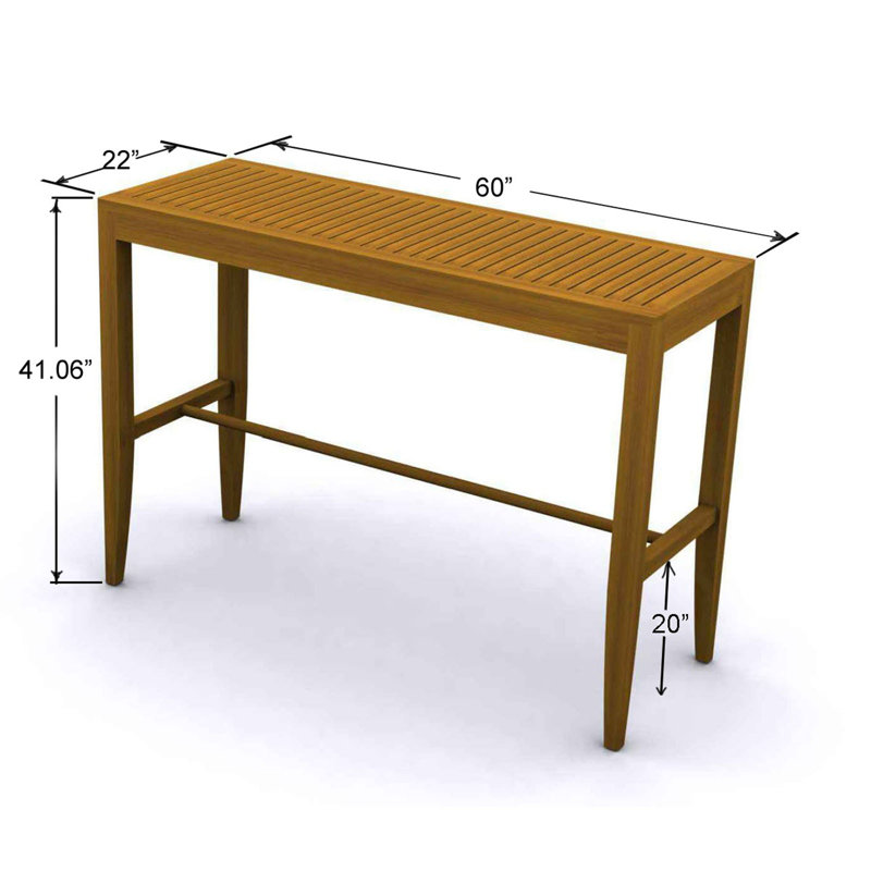 Westminster Teak Rectangular Teak Outdoor Bar Table , 60'' in. W 22'' in. D