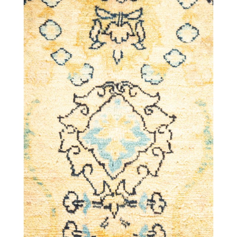 Tapis unique noué à la main ivoire 6 pi 2 po x 8 pi 9 po Pythahoras