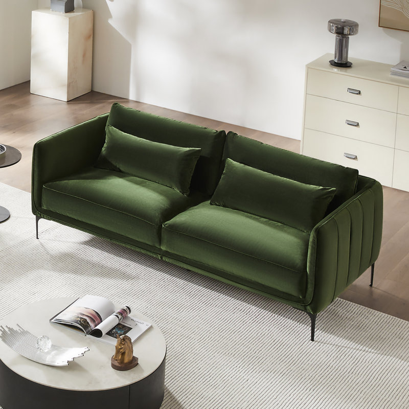 Ensemble de salon rembourré 3 pièces Rae, Velours vert militaire Falkirk