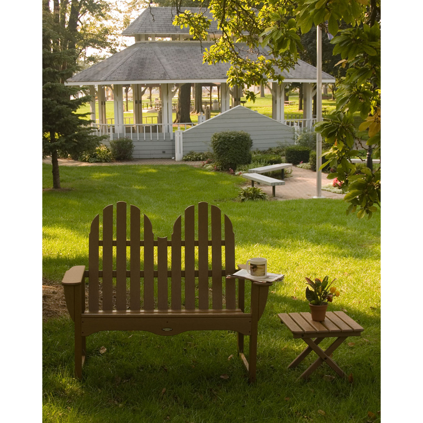 POLYWOOD® Classic Adirondack 49" Garden Bench, Dark Teak