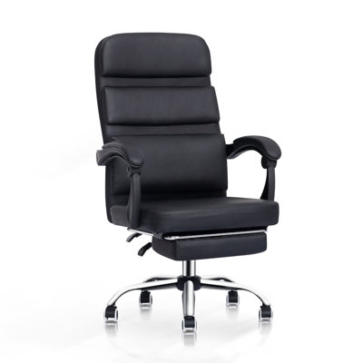 Faux Leather Reclinable Executive Chair with Extendable Footrest, Ergonomic Adjustable Computer Seat -  Inbox Zero, D4B5D01CE3854C7A8D062662C385FBF0