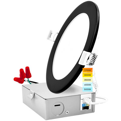 6'' Selectable Color Temperature Dimmable Air-Tight IC Rated LED Canless Recessed Lighting Kit