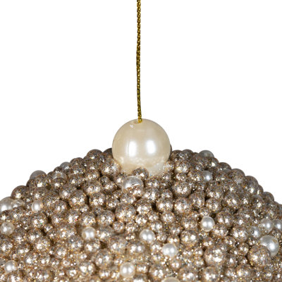 Ornement boule de Noël 4 po à paillettes dorées