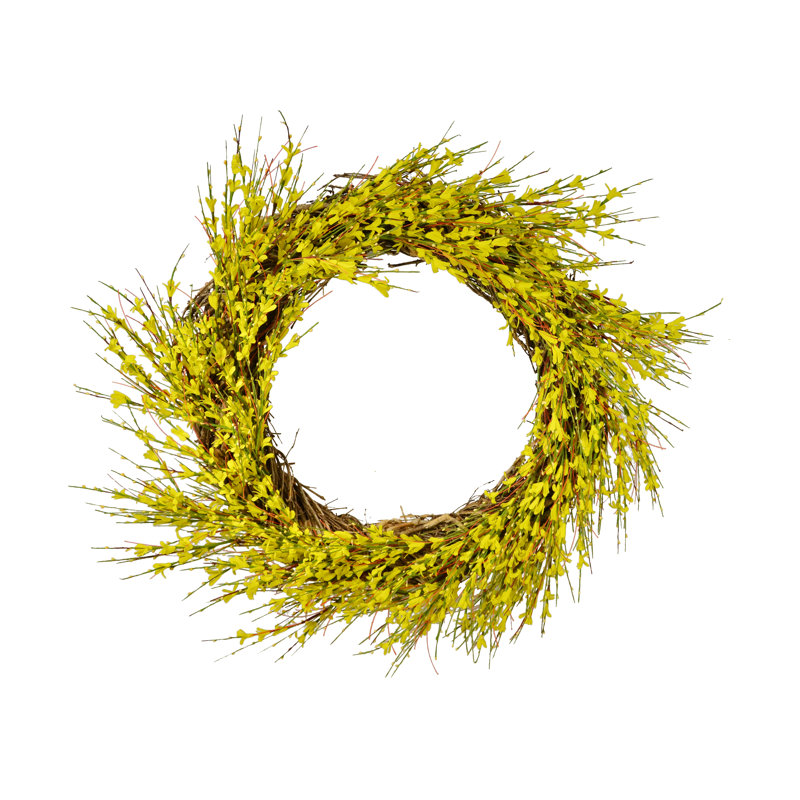 Faux Forsythia Wreath, 26" H x 26" W x 4" D