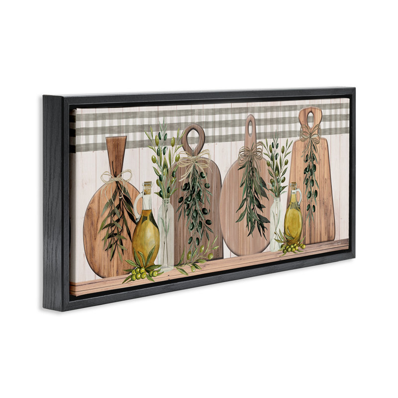 Art mural sur toile flottant avec planches à découper rustiques brunes par Cindy Jacobs, H 11 po x l 25 po