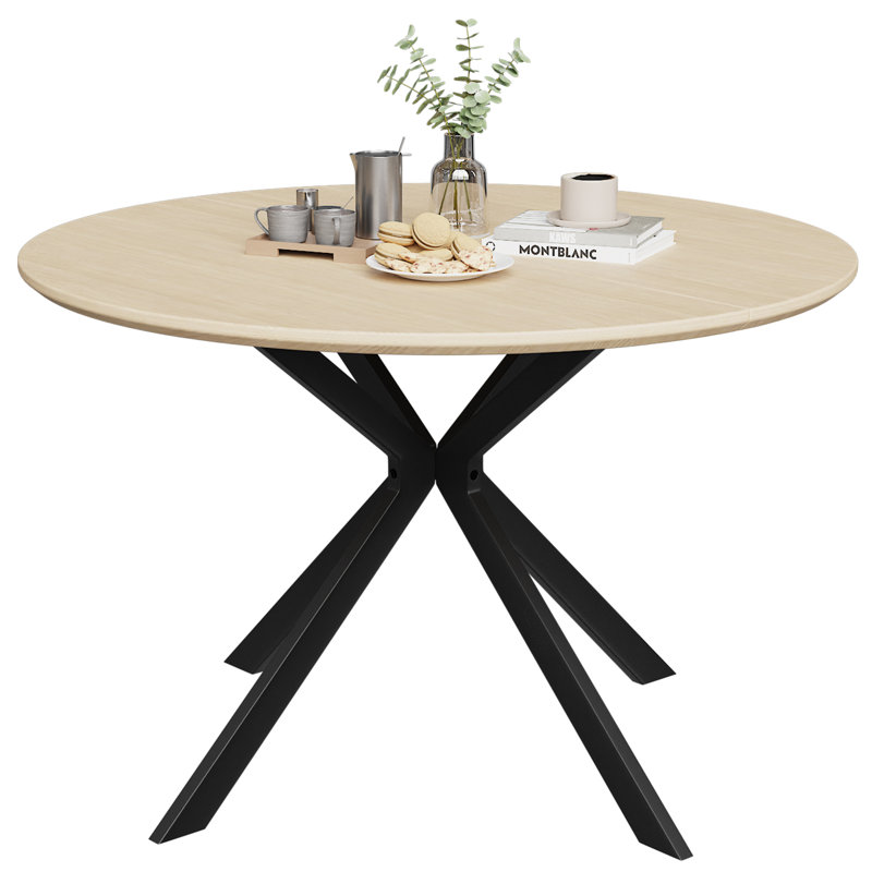 46.5" Wood Round Dining Table, Ivory