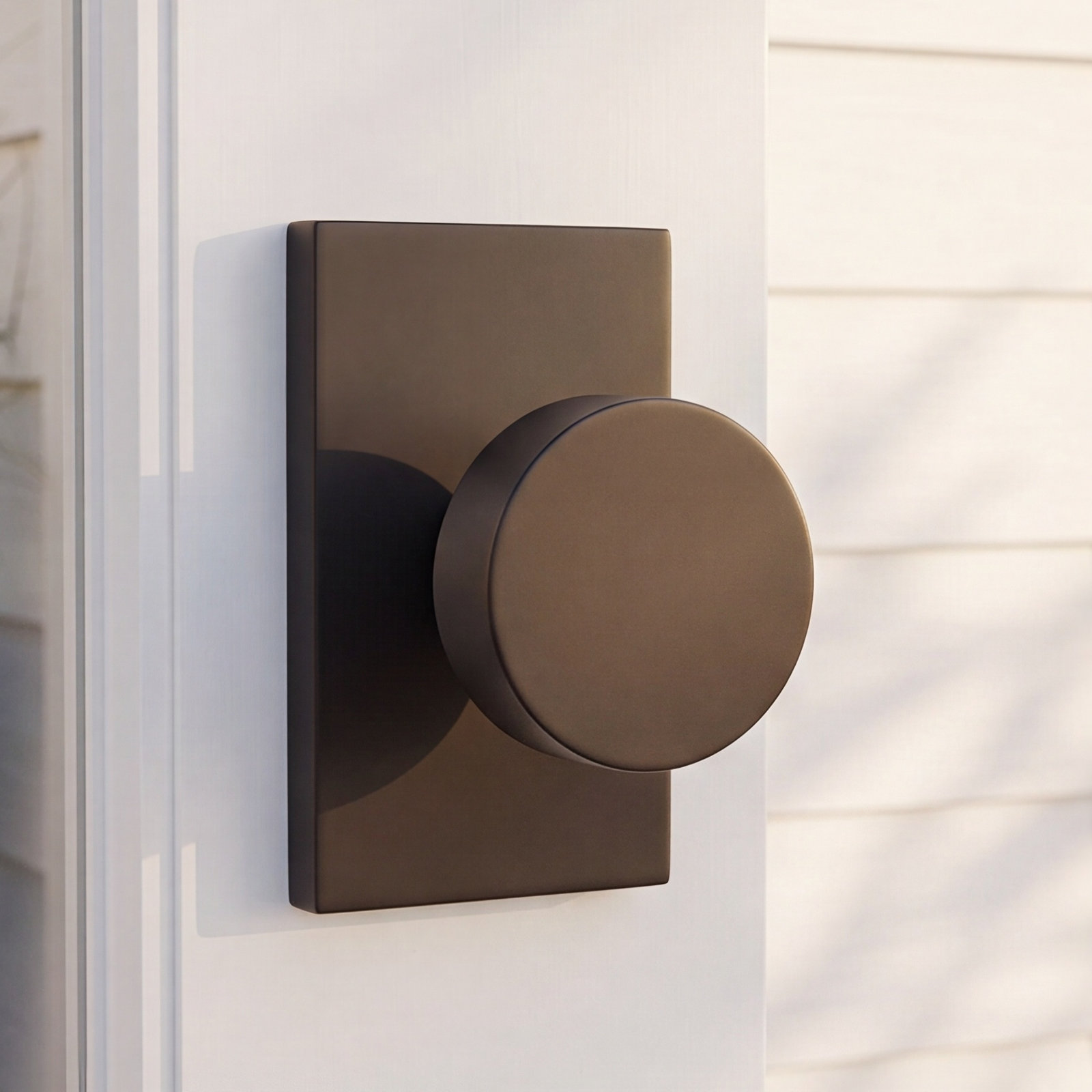 Passage Door Knob with Rectangular Rosette, Oil Rubbed Bronze