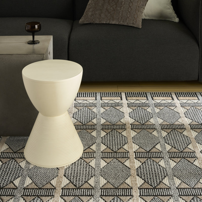 Alisah Geometric Machine Made Area Rug, Rectangle 122 x 183 cm, Ivory Multi