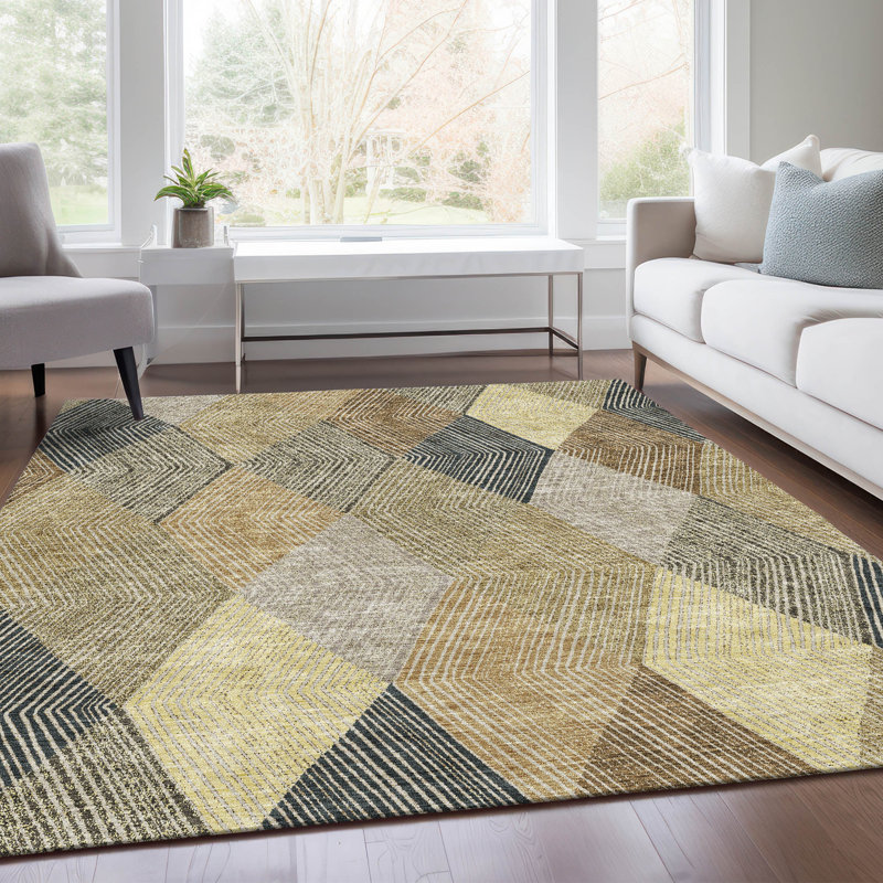 Premium Machine Washable Prisco Mocha Rug, Rectangle 5' x 7'6"